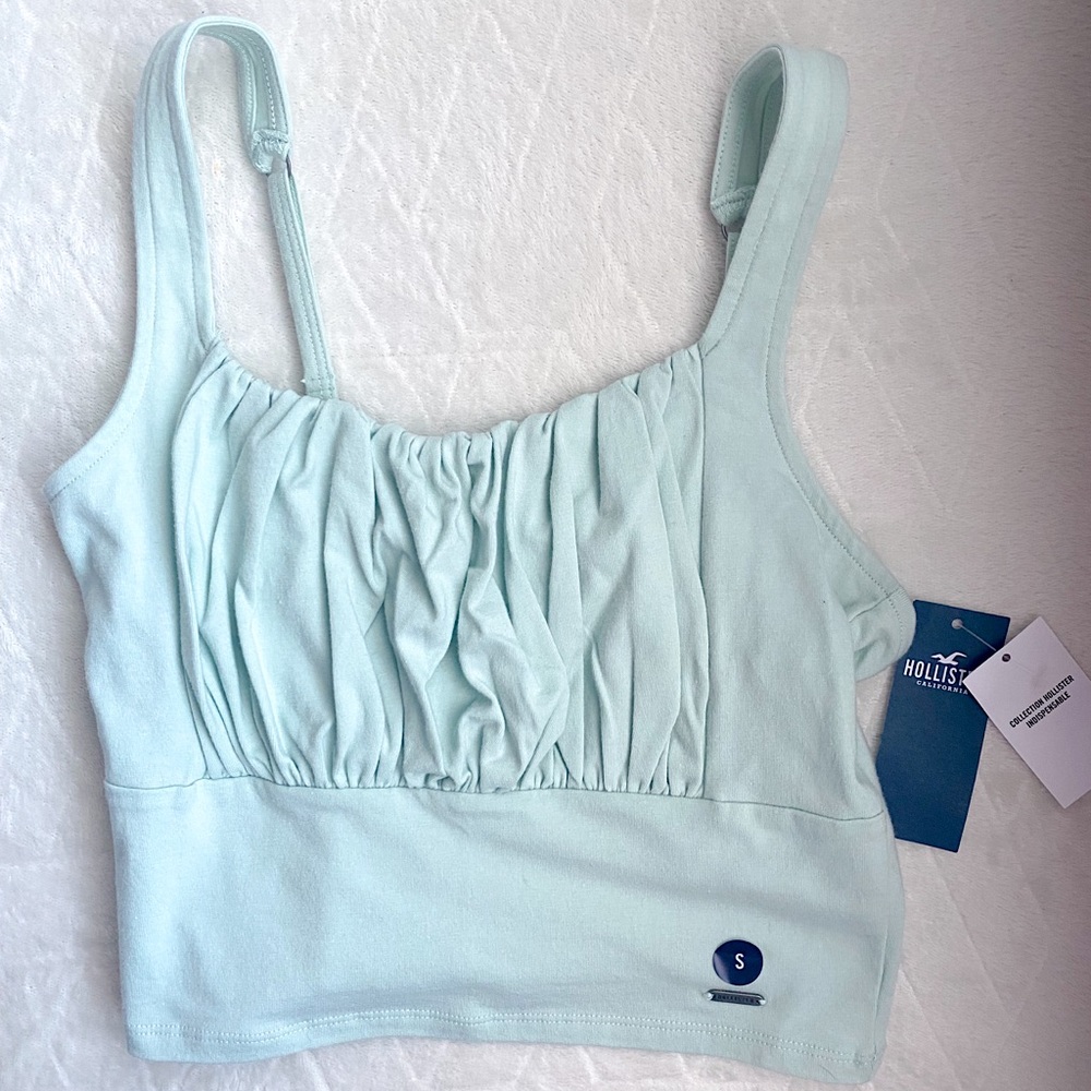 Mint Green Hollister Ruffle Cropped Tank Top